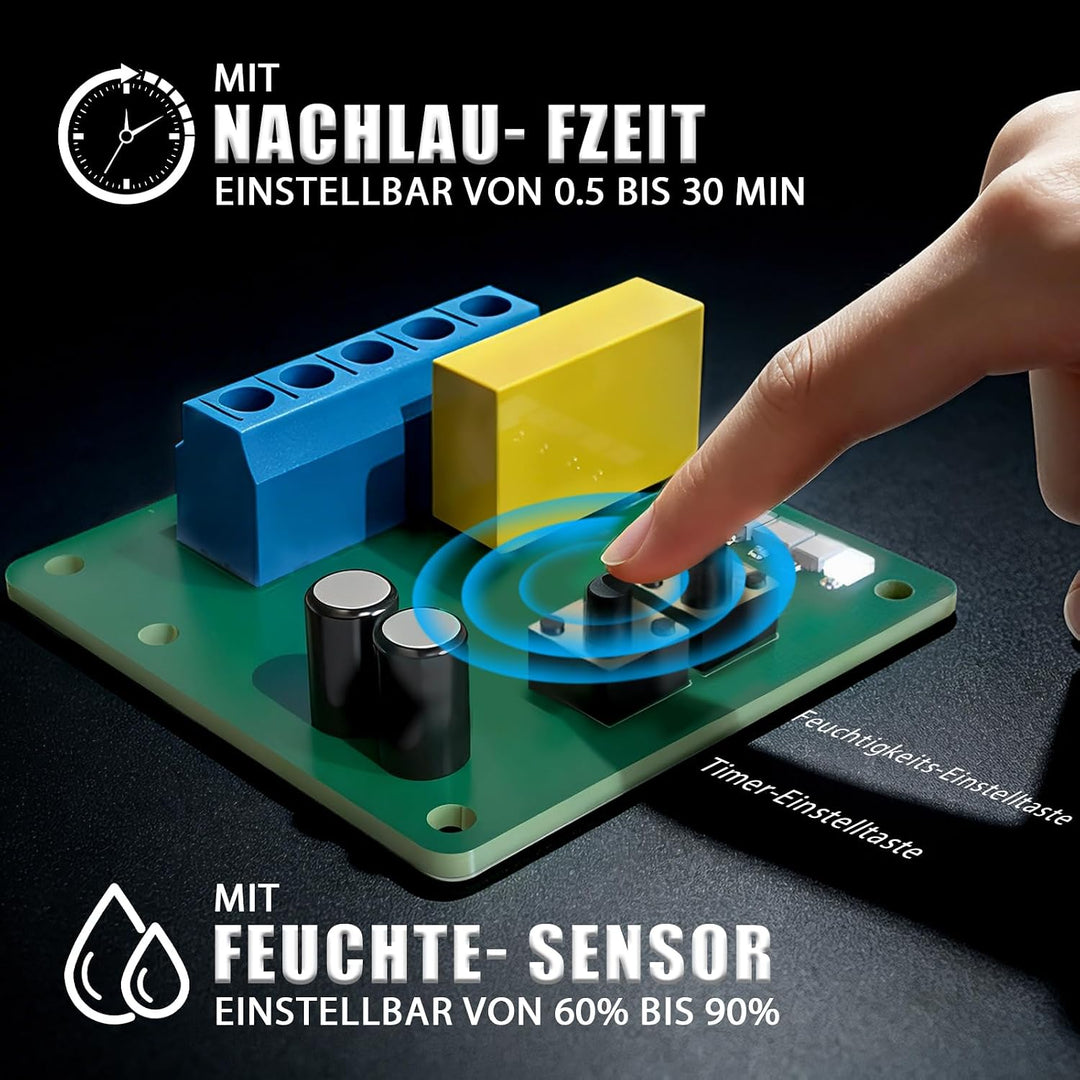 Leiser 100mm Badlüfter mit Rücklaufklappe, Feuchtigkeitssensor &amp; Timing | Energieeffizient Lüfter Wa