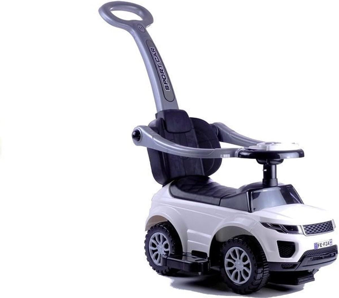 Lean Toys Rutschauto mit der Schiebestange 614W Weiss Rutschfahrzeug Kinderauto Rutscher
