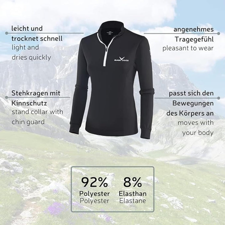 Black Crevice Women's Skirolli Zip functional shirt. 40 Weiss/Schwarz/Schwarz, 40 Weiss/Schwarz/Schw