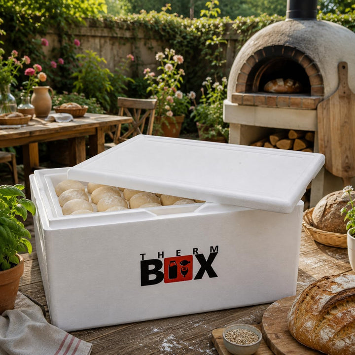 THERM BOX 80W Gärbox Styroporbox 80 Liter Innen 62,5x44x30cm Wandstärke 3cm Thermobox Isolierbox Küh