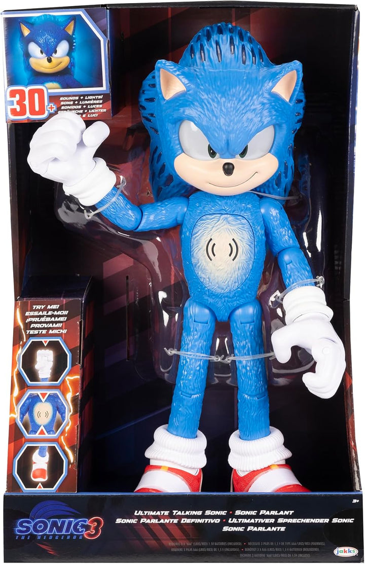 Sonic The Hedgehog 3 Sprechende Figur, 30 cm / 12 Zoll, mit über 30 kultigen und lustigen Sätzen, nu
