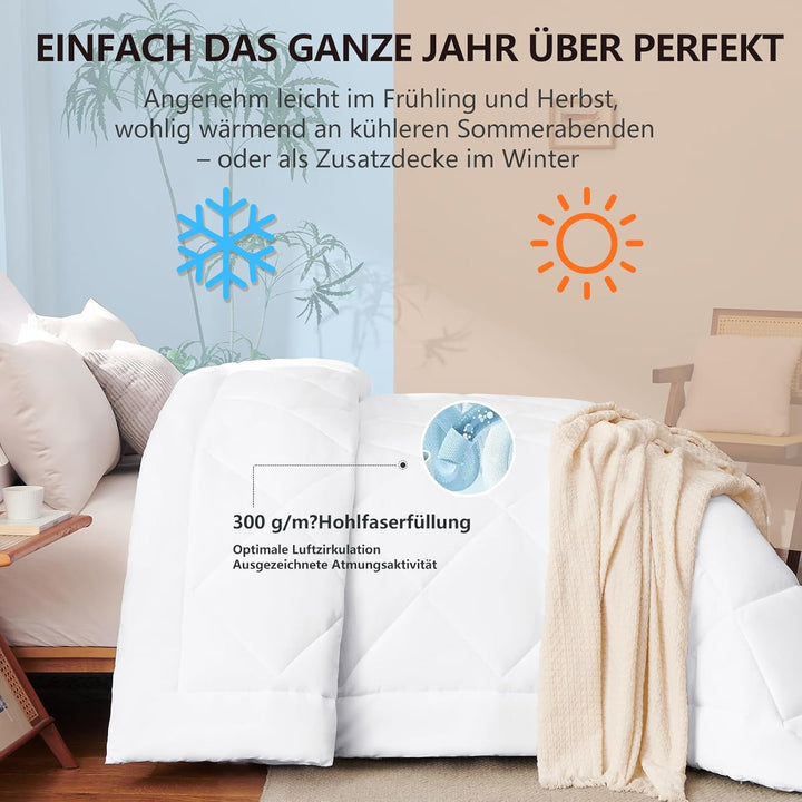 WAVVE Steppdecke 135x200 Ohne Bezug 300gsm Ganzjahresdecke 135x200 cm 4 Jahreszeiten Steppdecke Weic