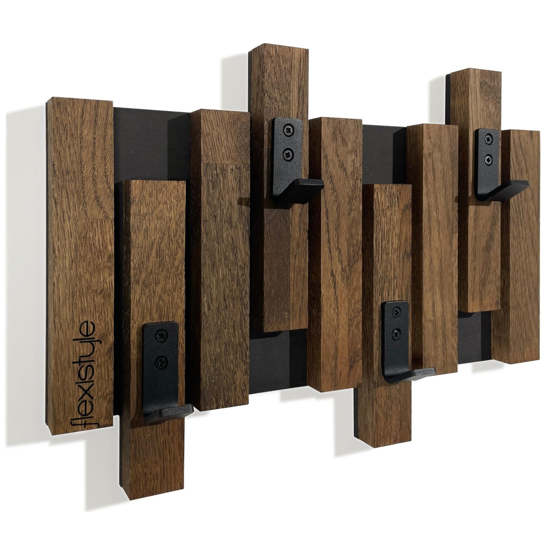 FLEXISTYLE Kleiderhaken Wand Wandgarderobe Flurgarderobe Garderobe Flur Holz Eiche design Lamellen p