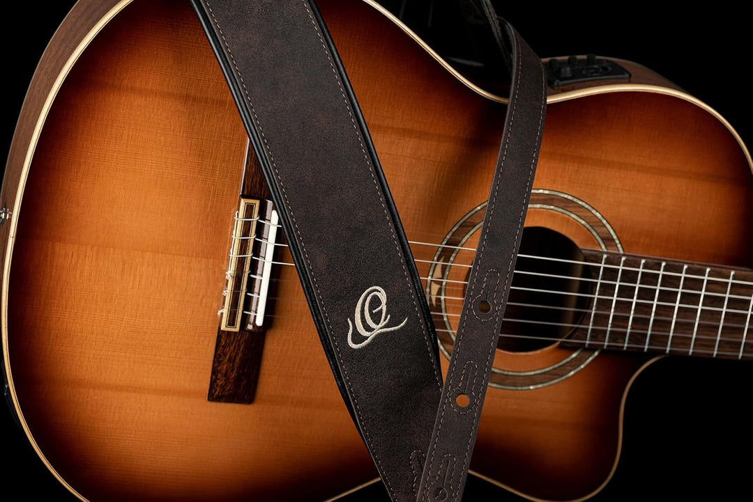 Ortega Guitars Echtleder Gitarrengurt längenverstellbar - Akustik Gitarre / Bass, E-Gitarre, E-Bass