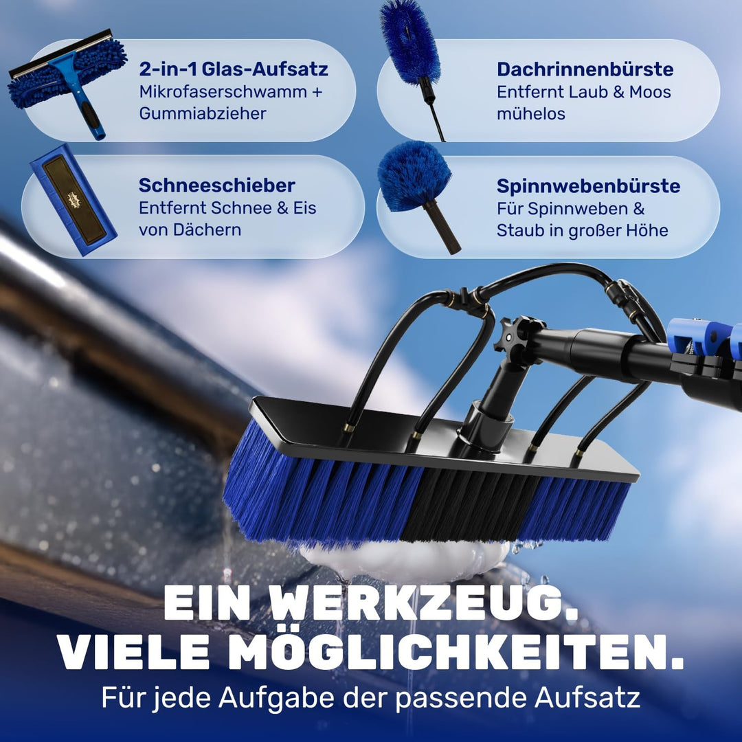 BoomDing Teleskop Waschbürste mit Photovoltaik Schneeschieber – 5,8m – All-in-One Reinigungsset mit