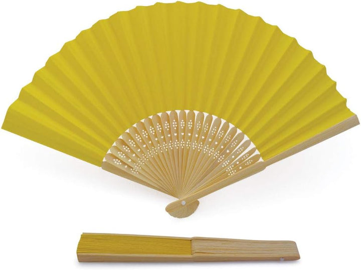 OLILLY Handfächer aus weissem Papier und Bambus für Hochzeiten (Gelb, 50 Handfächer) Gelb 50 Handfäc