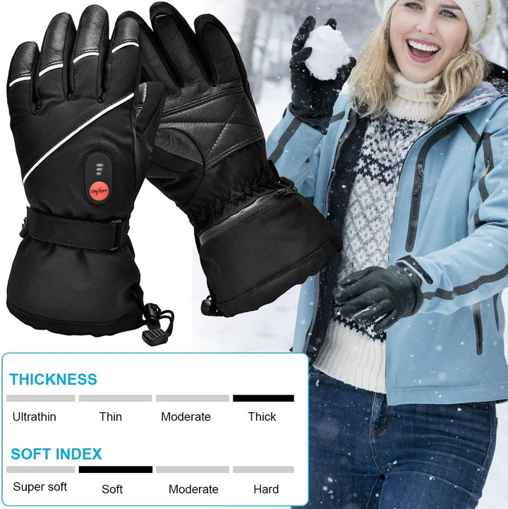 SNOW DEER Beheizte Handschuhe,Wiederaufladbarem Lithium Lonen Akku Skifahren Fausthandschuhe für Her
