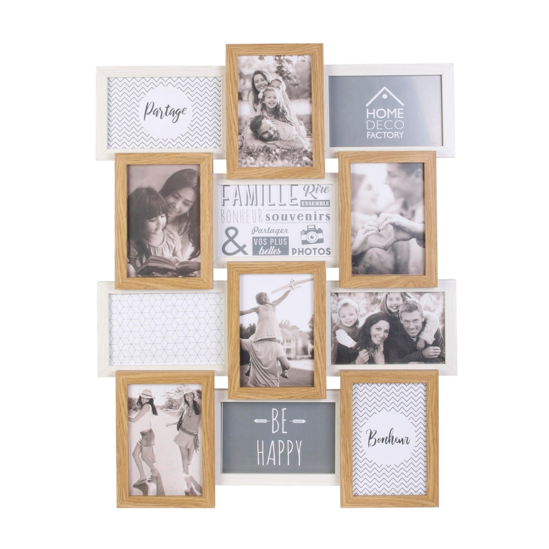 Home Deco Factory Bilderrahmen für 12 Bilder, 44cm x 3cm x 58cm, Beige/Weiss