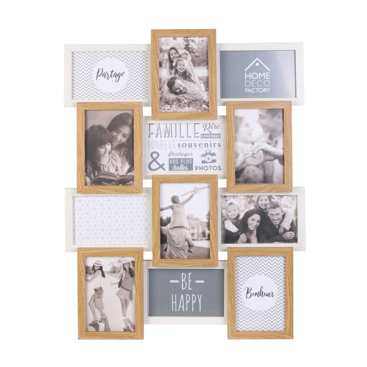 Home Deco Factory Bilderrahmen für 12 Bilder, 44cm x 3cm x 58cm, Beige/Weiss