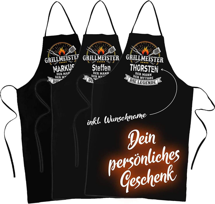 Shirtoo Grillschürze mit Spruch personalisierbar - Grillmeister [Wunschname] der Mann, der Mythos, d