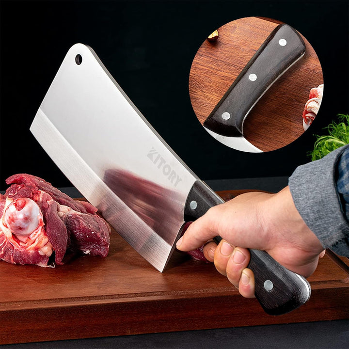 Kitory Hackmesser 18cm, Fleichmesser Extrem Scharf Chinesisches Küchenmesser, Metzgermesser mit Hoch