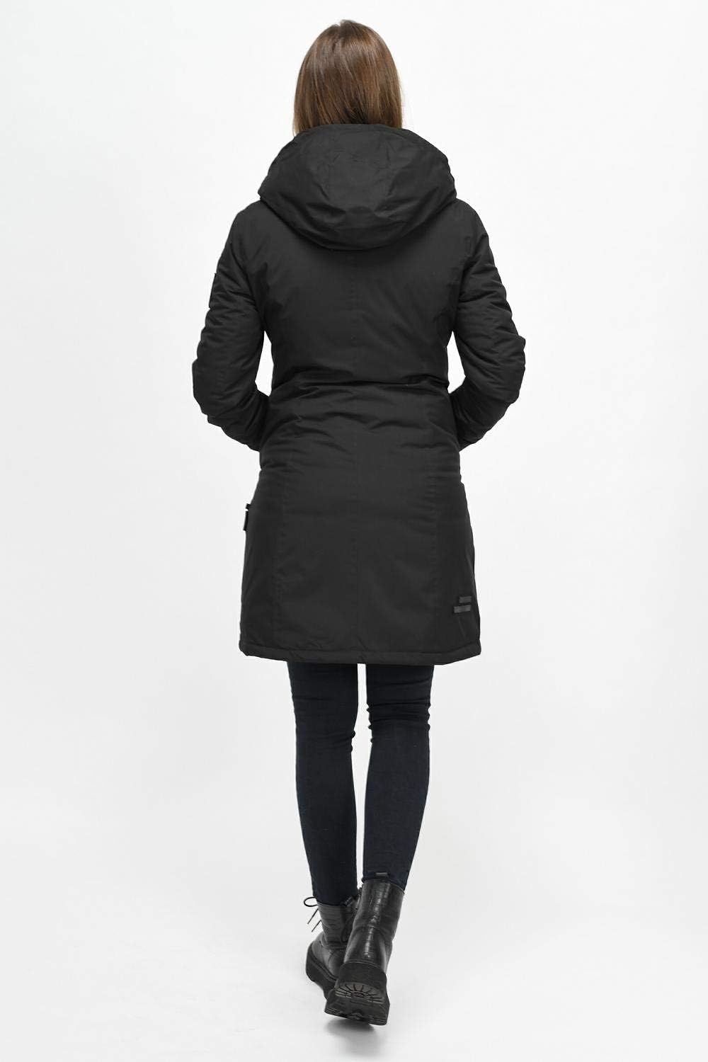 Navahoo Damen Wintermantel Winterparka mit Kapuze Letiziaa XS-3XL XL Blau, XL Blau