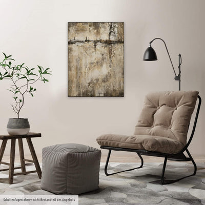 KunstLoft Leinwandbild | 100% HANDGEMALT | 60x80cm | Gemälde 'Inside Out' | Abstrakt | Beige Braun |