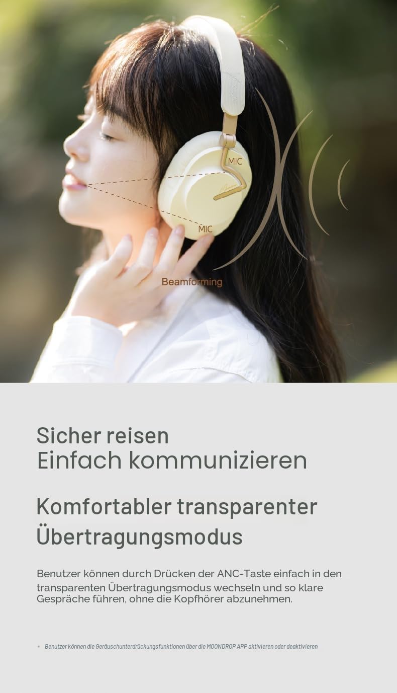 Moondrop Edge Full-Scene Immersive Serie Hi-Fi Tragbare Kabellose ANC-Kopfhörer Faltbarer Leichter K