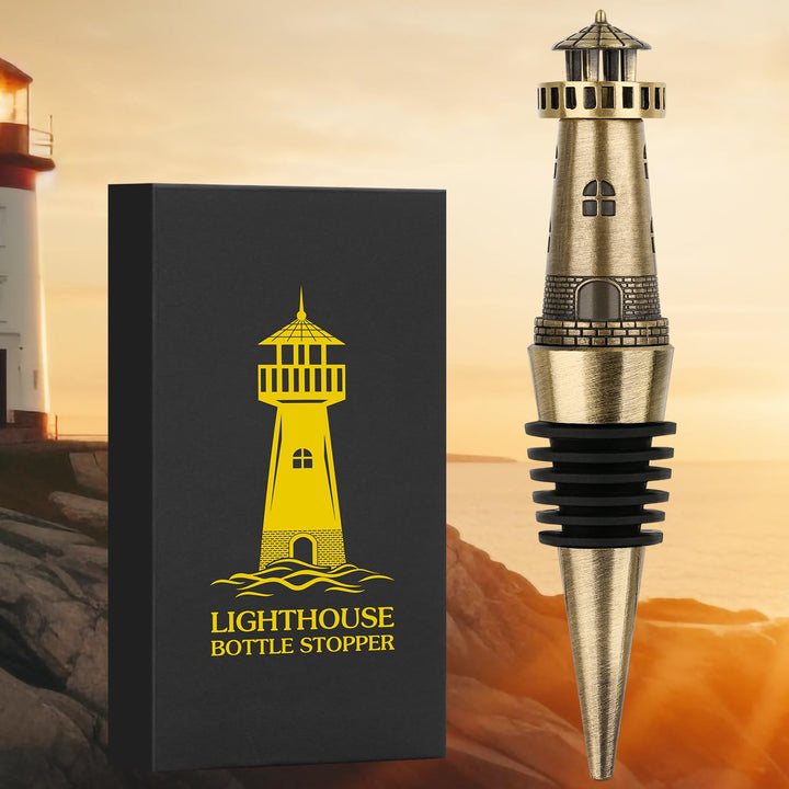 LKKCHER Leuchtturm Weinflaschenverschluss, Leuchtturm Deko, Weingeschenke für Männer und Frauen, Wei