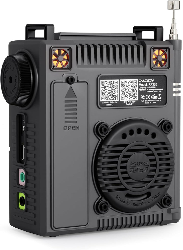 Raddy RF320 Kurzwellenradio mit App-Steuerung, FM/AM/VHF/SW/AIR-Empfänger unterstützt Bt/TF-Karte, w