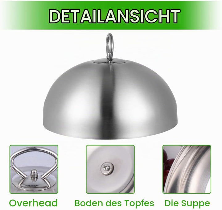 Hemoton Edelstahl Abdeckhaube 11.02In Teppanyaki Grillglocke Steakdeckel Anti-ÖL-Spritzschutz Servie