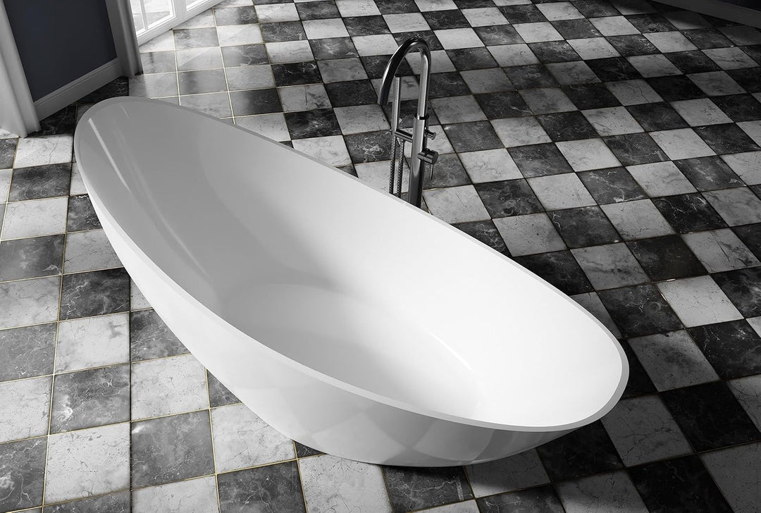BERNSTEIN Freistehende Badewanne aus Sanitäracryl Standbadewanne Wanne mit Doppelwandiger Konstrukti