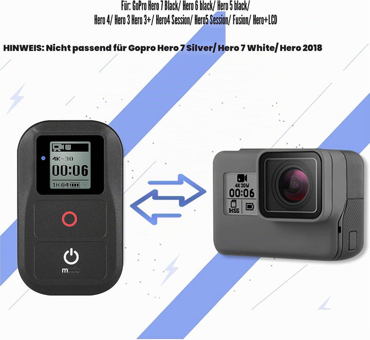 Suptig Kabellose Fernbedienung für GoPro Hero 8 Hero 7 Black, Hero 6 Black, Hero 5, Hero 5 Session,