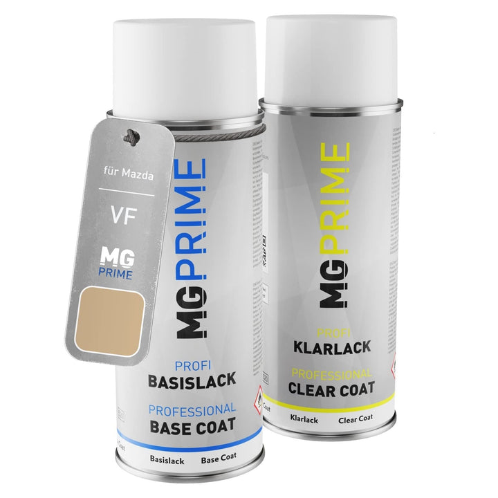 MG PRIME Autolack Sprühdosen Set für Mazda VF Calm Beige Basislack Klarlack Spraydose 400ml