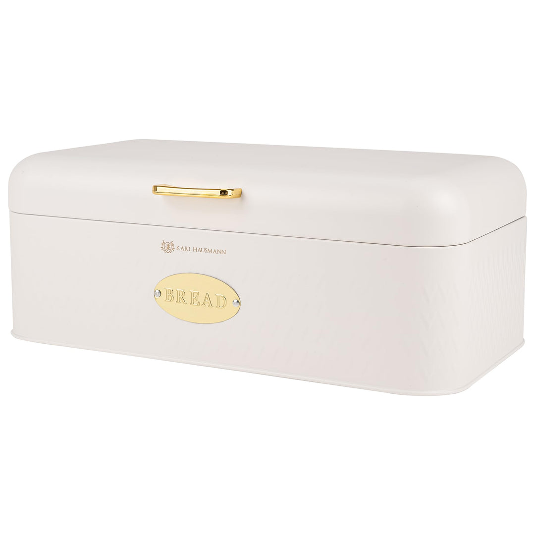 Brotkasten Gross Metall Weiss - 42,5x23x16,5 cm - Brotbox - Bread Box mit Griff - Brotkästen Edelsta