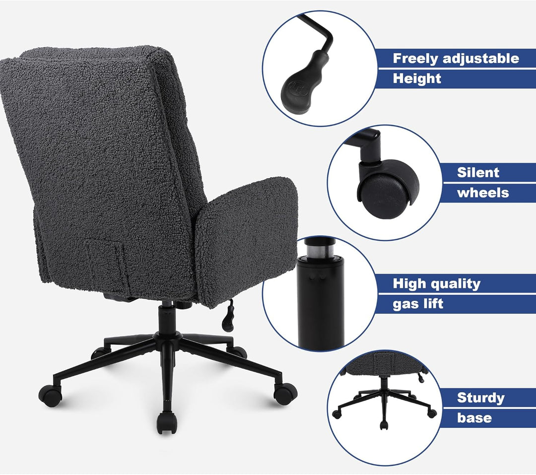 Youhauchair Schreibtischstuhl aus Kaschmir, Bürostuhl Ergonomisch mit hoher Rückenlehne, Bequemer Sc