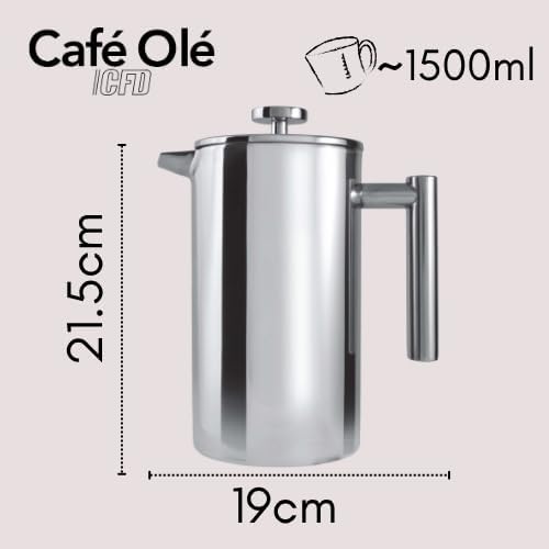 Grunwerg Cafe Ole Double Wall Insulated Straight 12 Cup/ 51oz Stainless Steel Cafetiere by Grunwerg