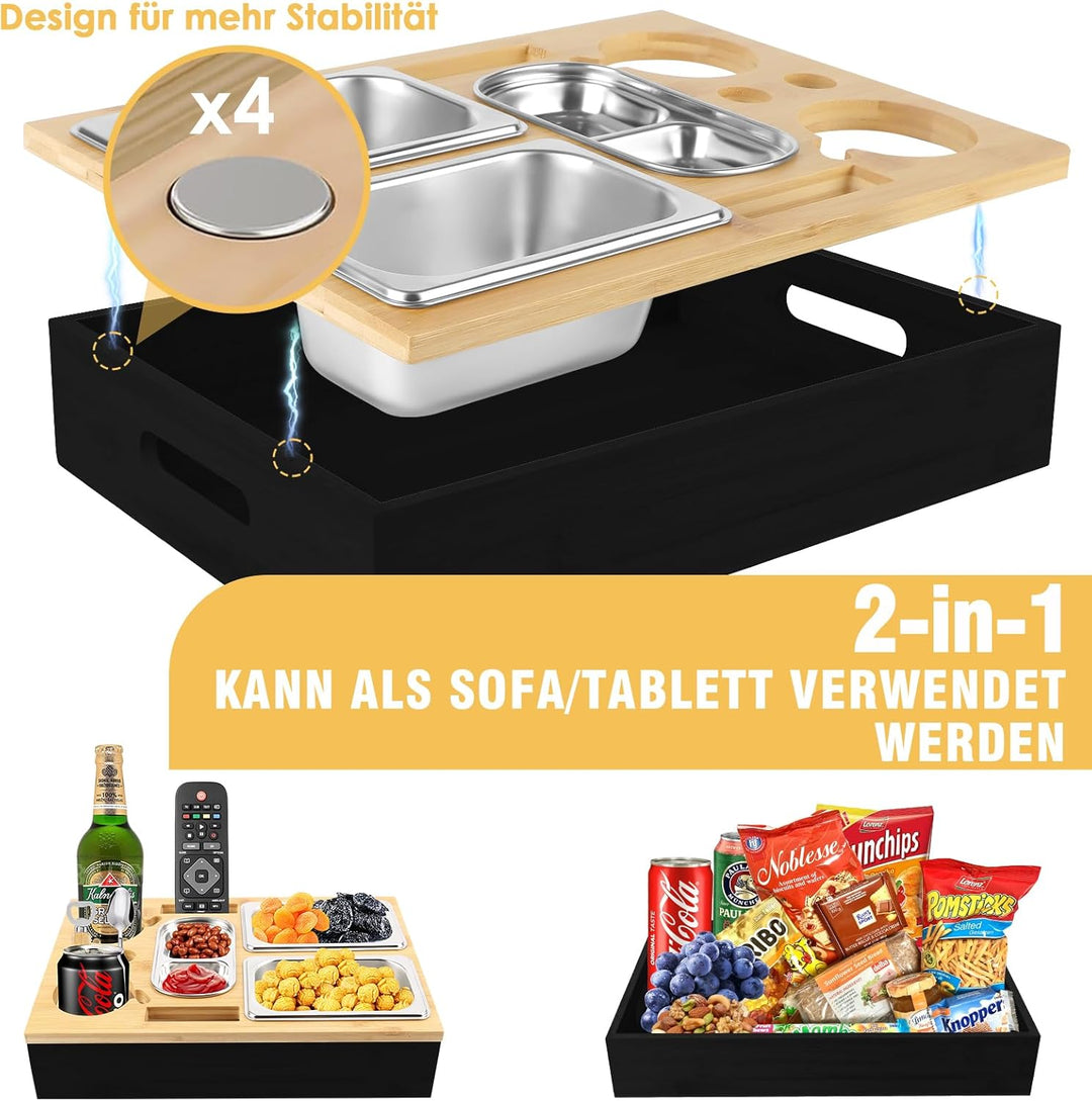 Herenear Couchbar, Snackbox Sofatablett, Couch Bar mit Geschenkbox, Snackspender mit Snackschale, Ge