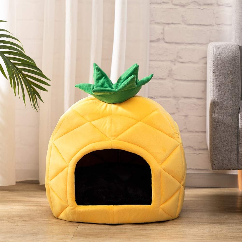 Hollypet Cozy Pet Bett Warm Höhle Nest Schlafbett Ananas Form Welpenhaus für Katzen und kleine Hunde