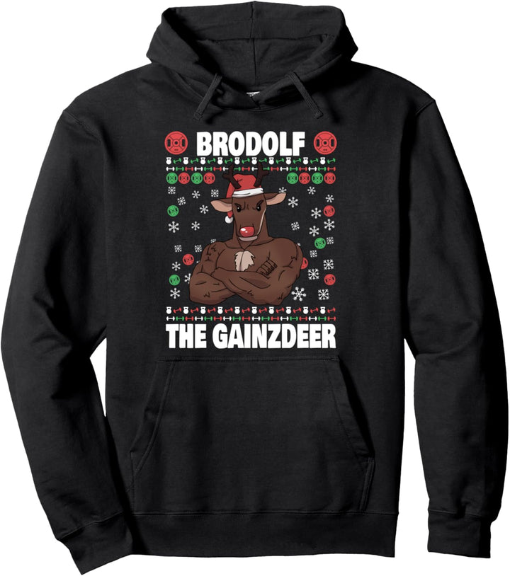 Weihnachten Merry Liftmas Brodolf The Gainzdeer Pullover Hoodie