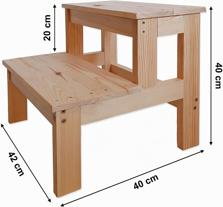 MG Design Kinder Tritthocker Holz 2 Stufen - stabil und sicher, Kindertreppe für Kinder und Erwachse