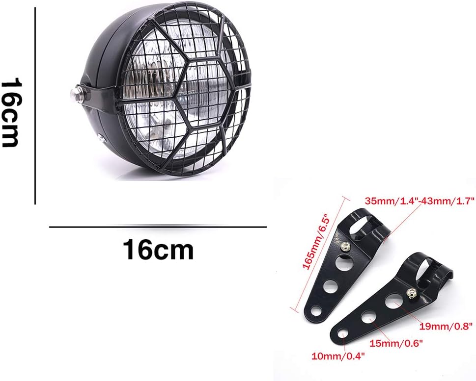 Motorrad Scheinwerfer, Retro 6 '' Universal Halogen Frontscheinwerfer mit Lampenschirmabdeckung zur