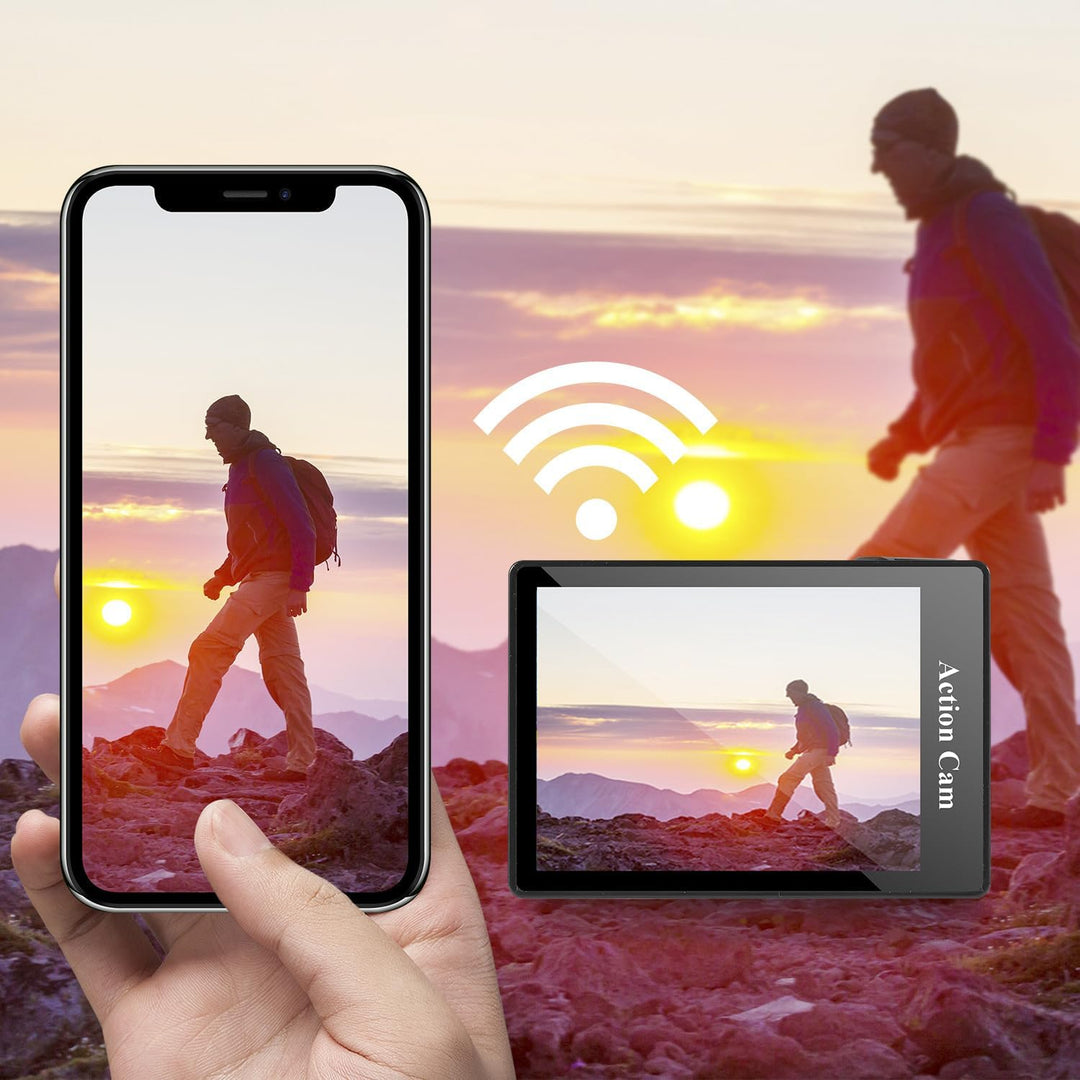 WiFi Action Cam FHD 1080P mit 32GB Speicherkarte, Actionkamera wasserdicht bis 30M, ActionCamera mit