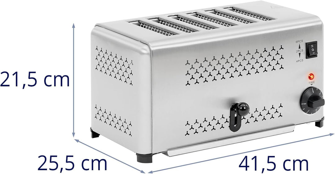 Royal Catering Gastronomie-Toaster für 6 Scheiben 2500 W 5-min-Timer herausnehmbare Krümelschublade