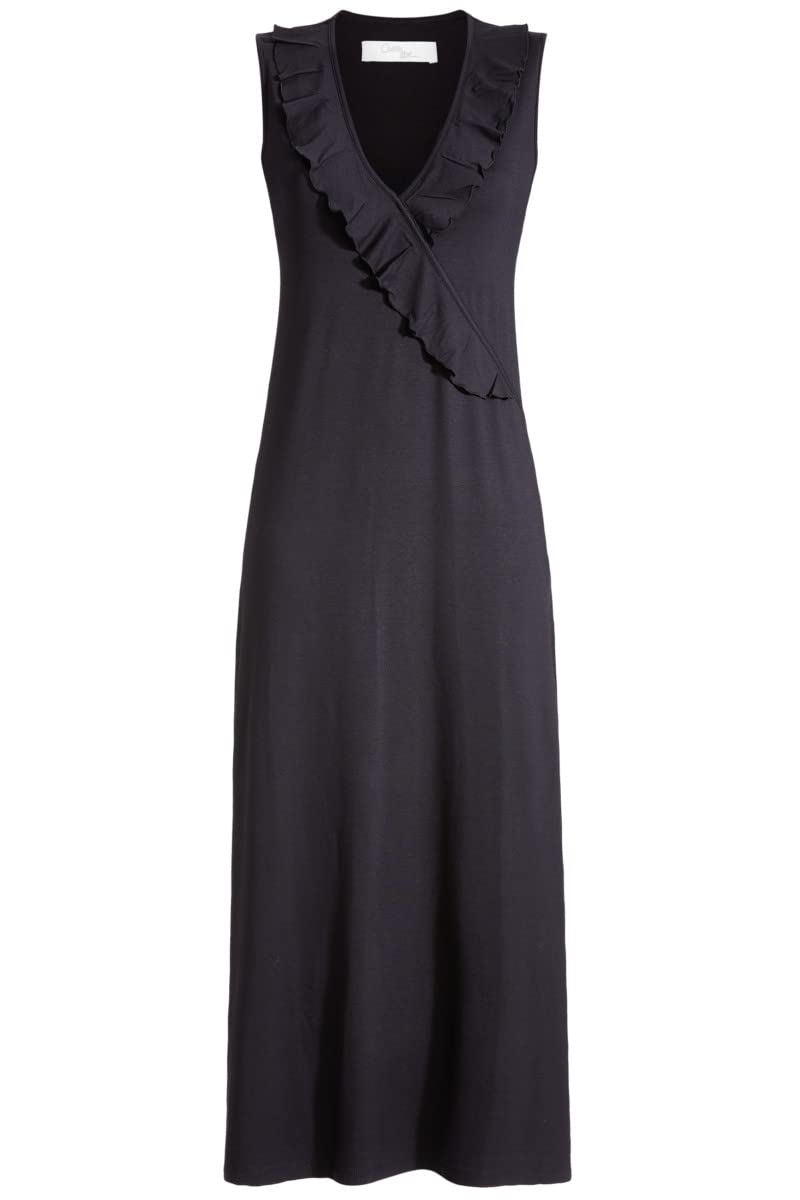 Cherie Line Damen Kleid mit Volant schwarz 48 2271107,schwarz, 48