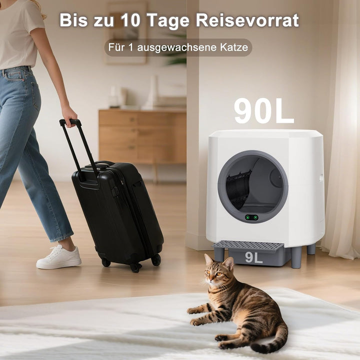 Selbstreinigende Katzentoilette 90L Grossraum, Ellenpent Katzenklo Selbstreinigend mIt Geruchskontro
