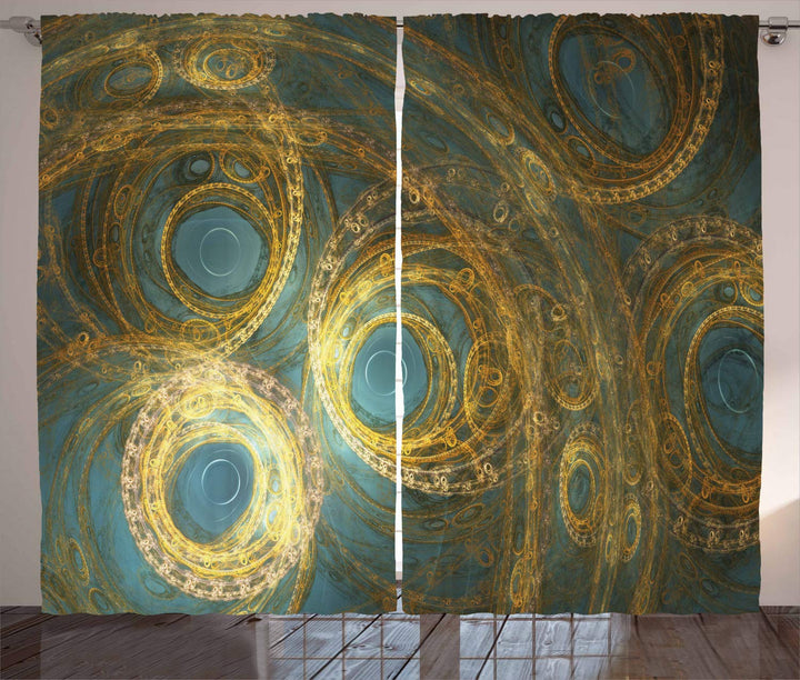 ABAKUHAUS Steampunk Rustikaler Vorhang, Abstrakt surrealistische, Wohnzimmer Universalband Gardinen