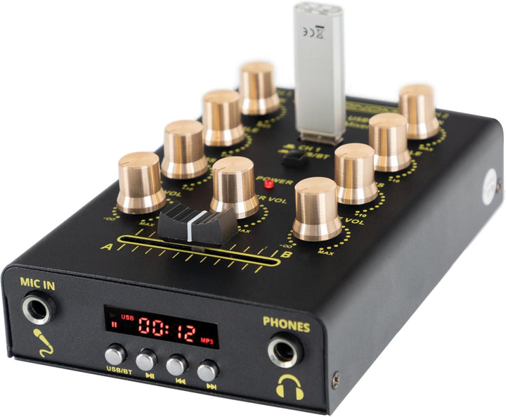 Pronomic DX-10 USB MKII DJ Mixer - kompakter 2-Kanal-DJ-Mixer - zwei Line-Eingänge - 2-Band Equalize