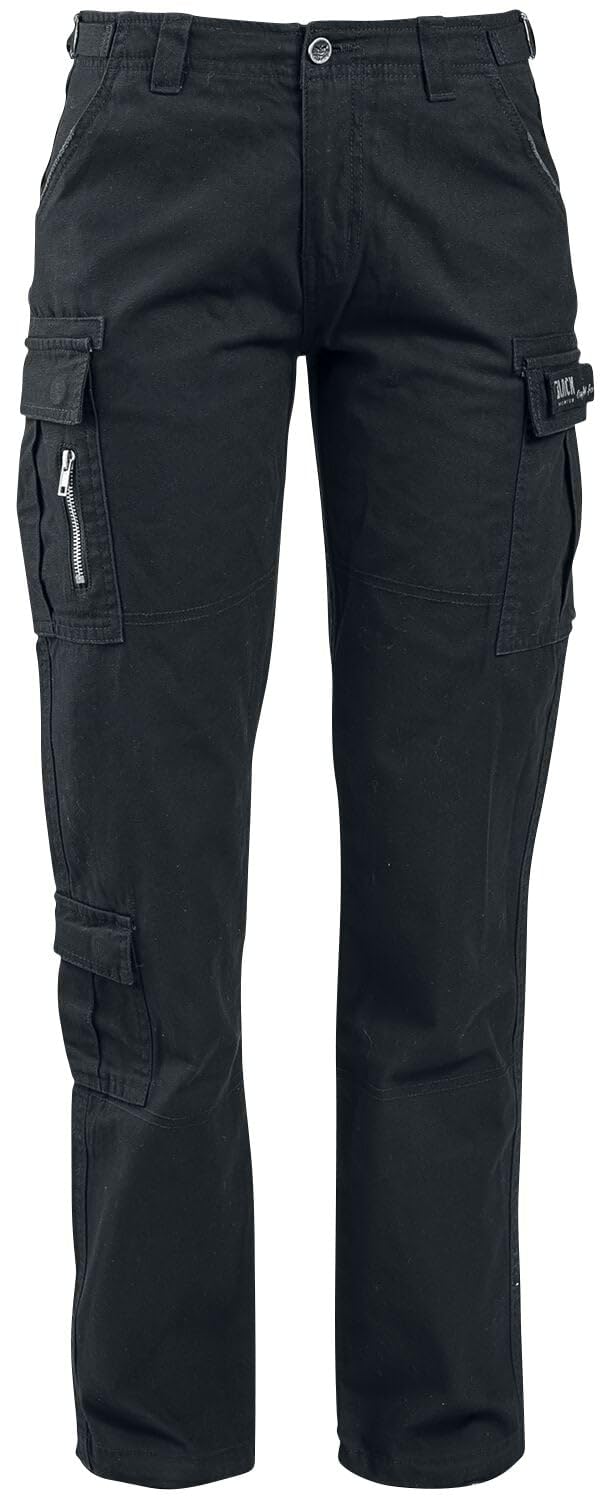 Black Premium by EMP Damen Schwarze Cargoshose mit seitliche Einschubtaschen und Gesässtaschen 27W /