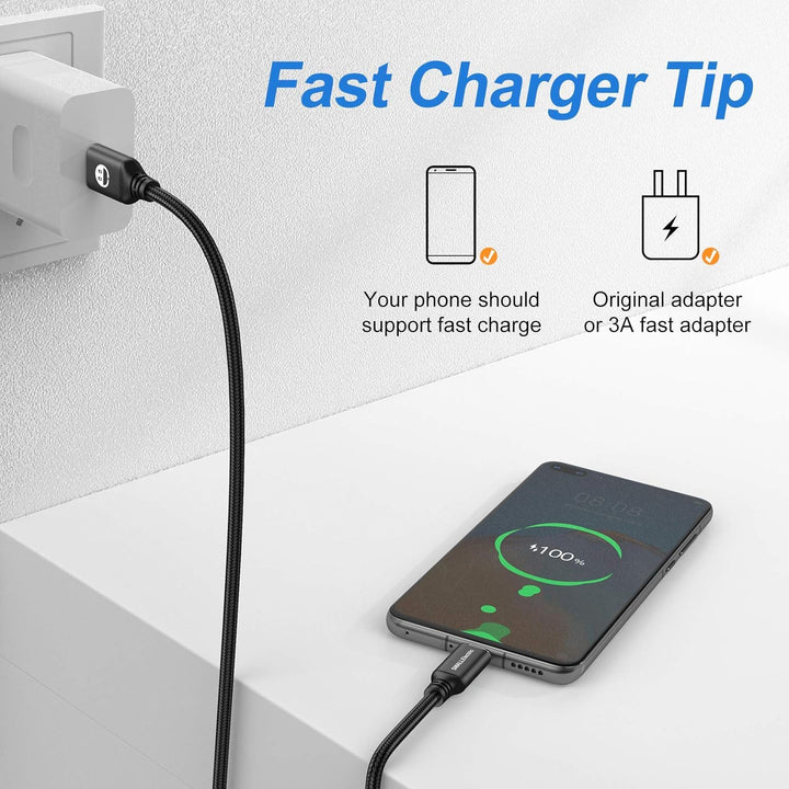 5 x 3 m langes USB-C-Kabel, extra langes USB-A auf USB-C, 3 m, Typ C, Schnellladekabel, kompatibel m