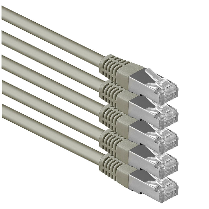 1aTTack.de 7,5m grau - 5 Stück Cat.6 Patchkabel Netzwerkkabel CAT6 S-FTP Gigabit Lan PIMF CAT 6 Kupf