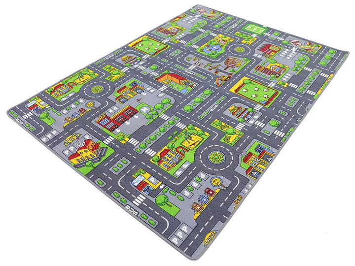 HEVO Stadt Mix Strassen Spielteppich | Kinderteppich 90x200 cm, 90x200 cm