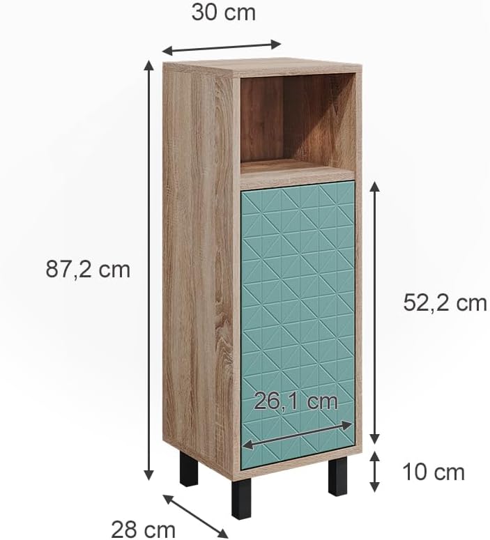 Vicco Midischrank Agasta, Mintgrün/Sonoma, 30 x 87.2 cm Mintgrün Badschrank, Mintgrün Badschrank