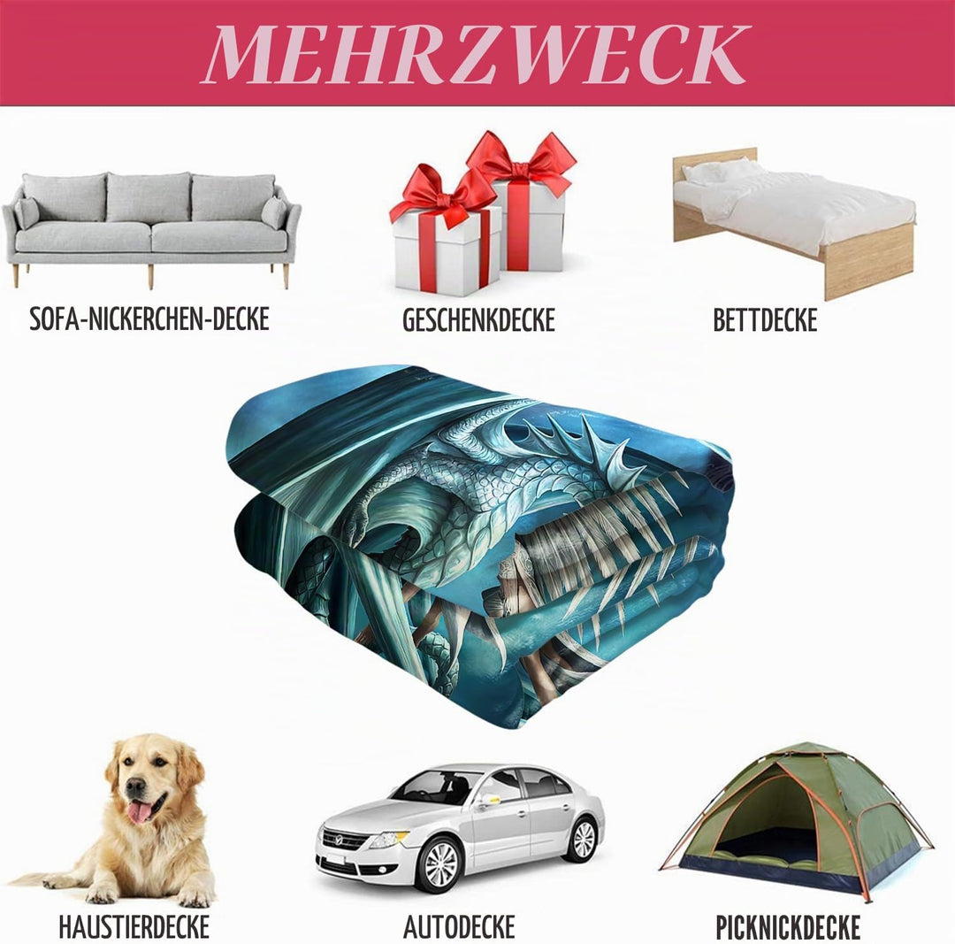 YISUMEI Decke 150x200 cm Kuscheldecken Sanft Flanell Weich Fleecedecke Bettüberwurf Drachen Engel 15
