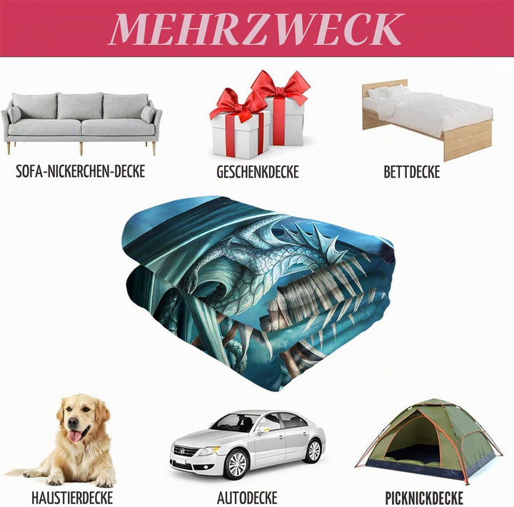YISUMEI Decke 150x200 cm Kuscheldecken Sanft Flanell Weich Fleecedecke Bettüberwurf Drachen Engel 15