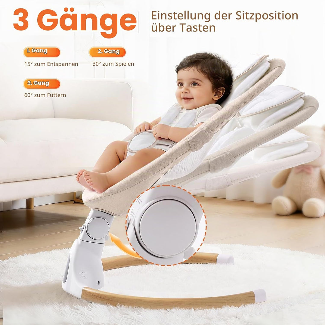 Babywippe Elektrisch, 0–6 Monate, max. 9 kg, Tragbares Neugeborenes Babyschaukel Indoor mit Bluetoot