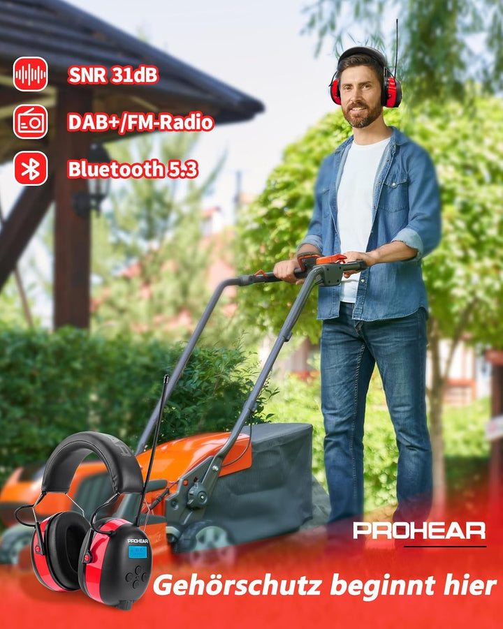 PROHEAR 033A (Upgraded) Gehörschutz mit Radio DAB +/Bluetooth/FM, Kopfhörer mit Radio mit Eingebaute