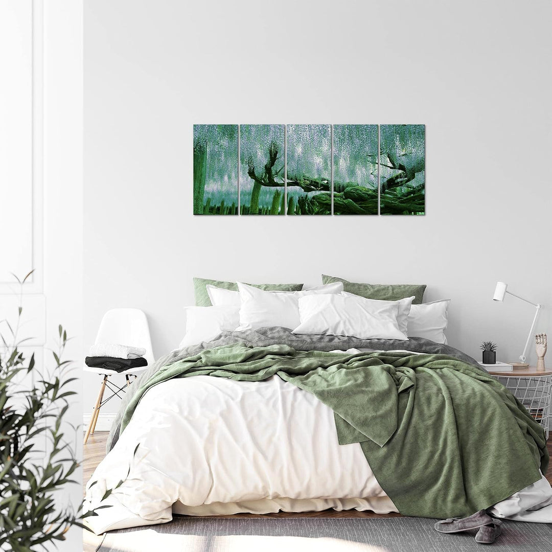 Runa Art Bild Wald Landschaft Wandbilder auf Vlies Leinwand 5 Teilig Wanddekoration Schlafzimmer Woh