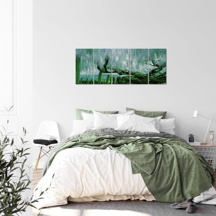 Runa Art Bild Wald Landschaft Wandbilder auf Vlies Leinwand 5 Teilig Wanddekoration Schlafzimmer Woh