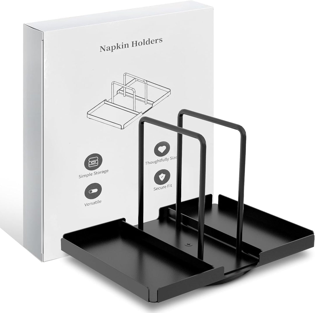 Drehbarer Serviettenhalter Schwarz, Serviettenhalter aus Metall mit Caddy für Salz- und Pfefferstreu